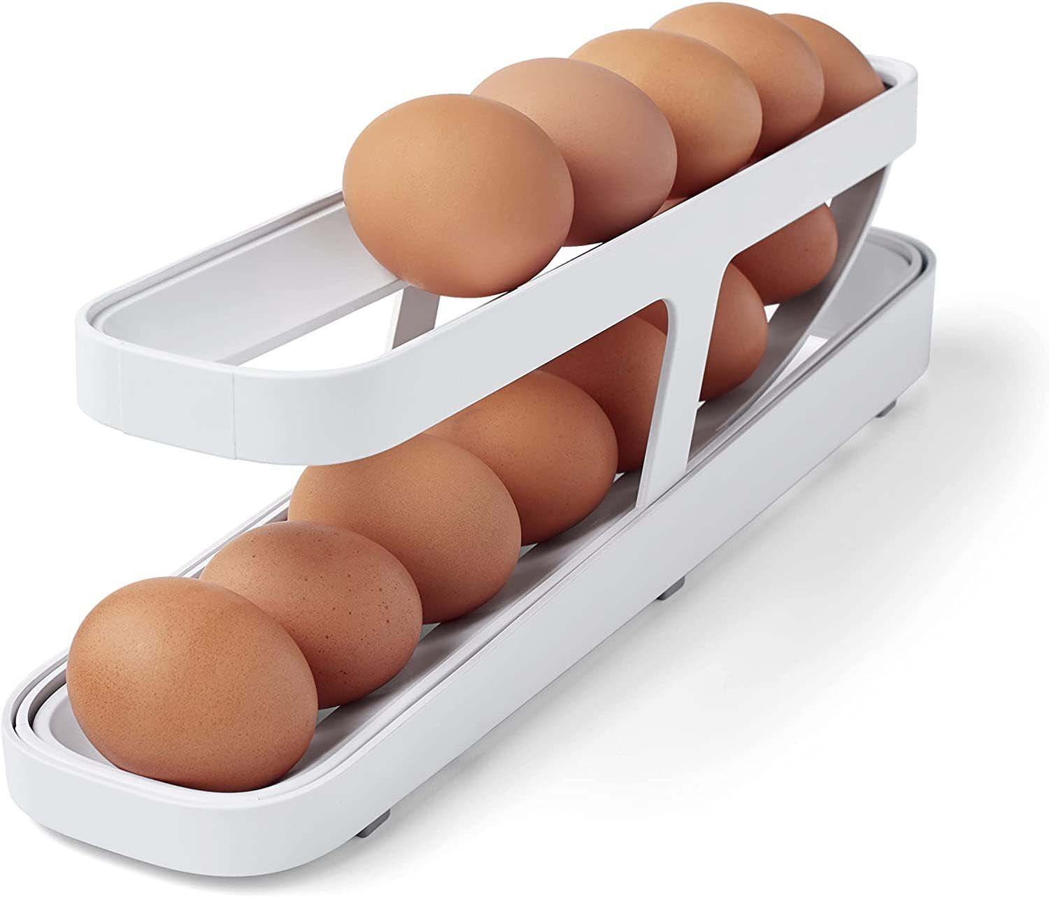 Rolling Egg Dispenser Rack for the Fridge, 2-Tier