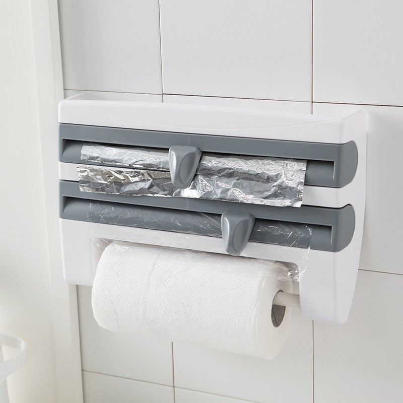 Wall-Mounted Kitchen Roll Holder & Wrap Dispenser