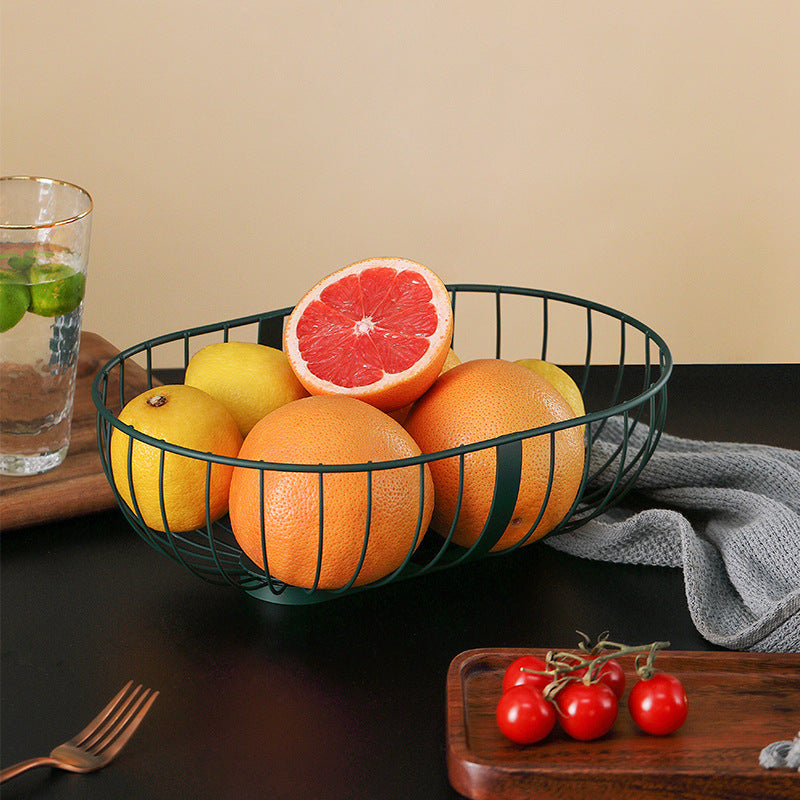 Iron Fruit Basket with Detachable Divider Tray