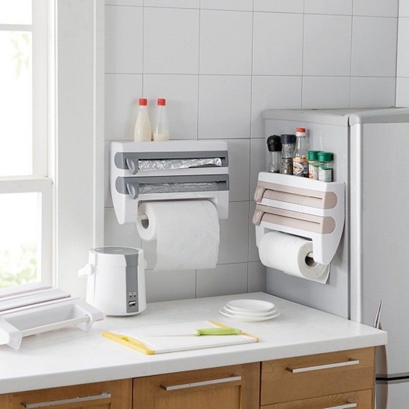 Wall-Mounted Kitchen Roll Holder & Wrap Dispenser