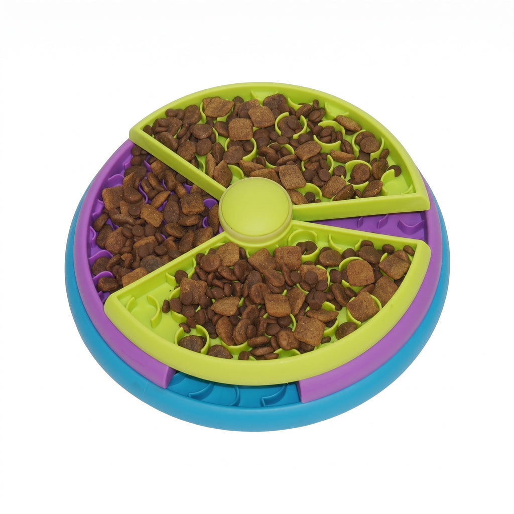 3-Layer Rotating Slow Feeder Bowl for Dogs & Cats