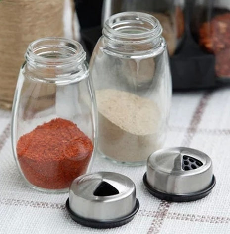 Rotating Spice Rack with Glass Shaker Jars