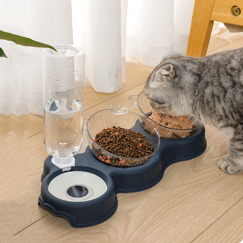 Gravity Pet Feeder with Water Bottle & Double Bowls