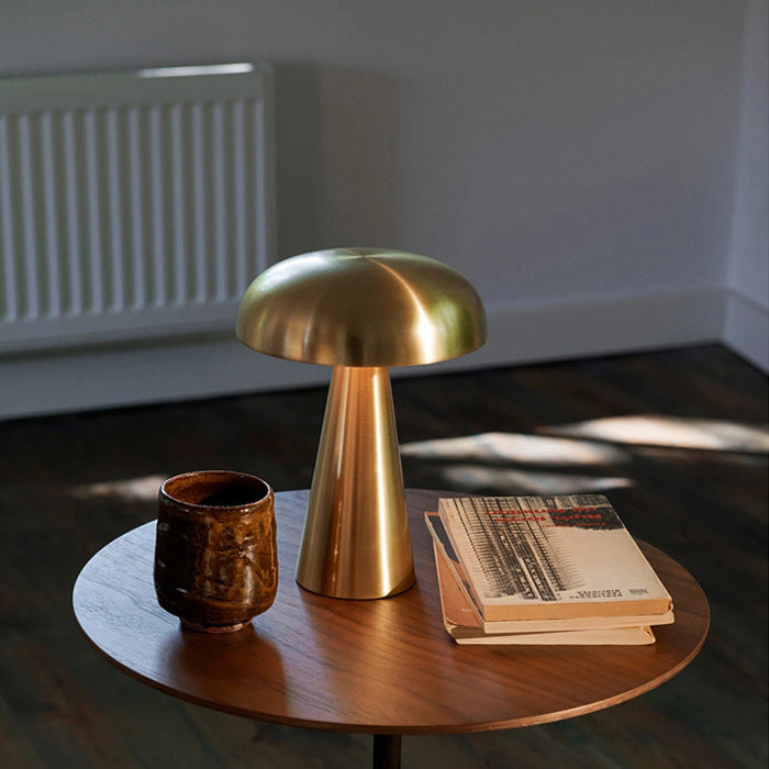Mushroom Table Lamp with Touch Dimmer, Metal Finish