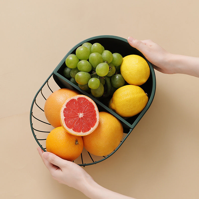 Iron Fruit Basket with Detachable Divider Tray