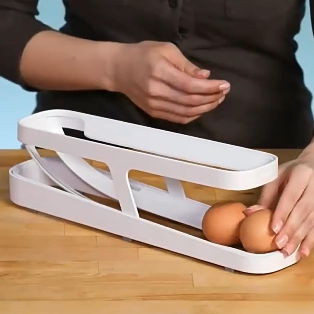 Rolling Egg Dispenser Rack for the Fridge, 2-Tier