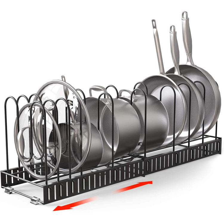 Adjustable 8-Tier Pan & Lid Organizer Rack — Steel