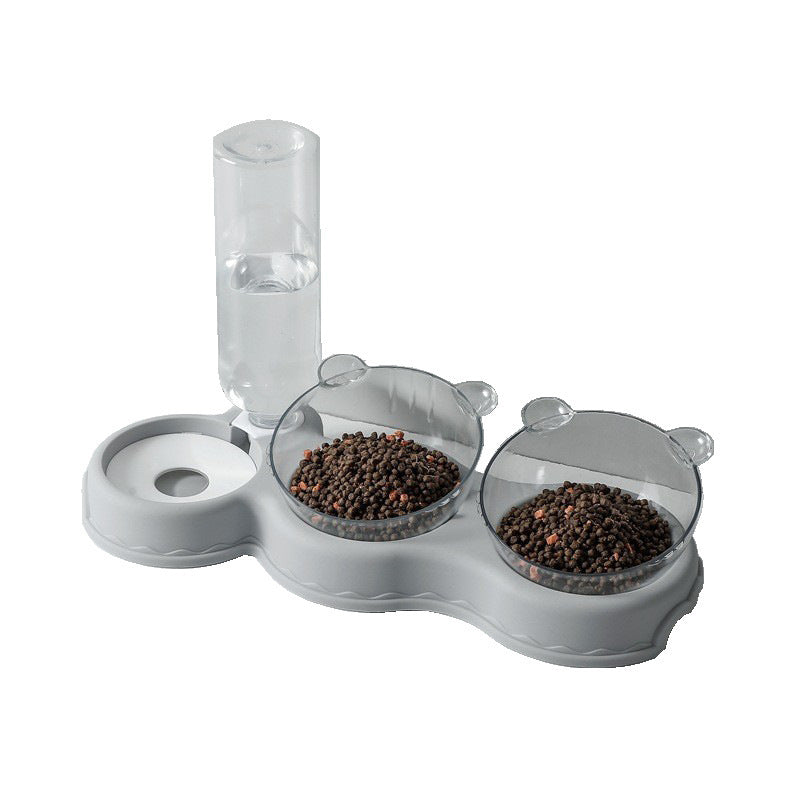 Gravity Pet Feeder with Water Bottle & Double Bowls