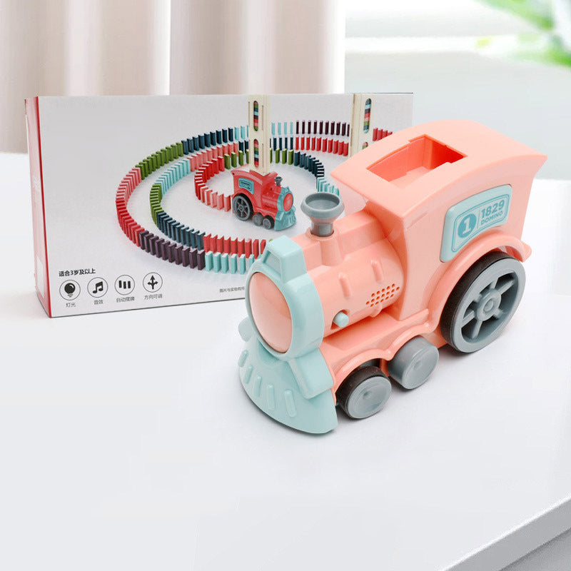 Domino Train Set that Lays Its Own Track