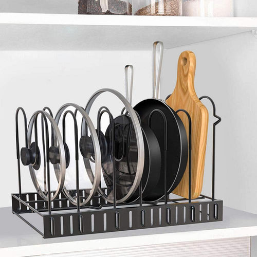 Adjustable 8-Tier Pan & Lid Organizer Rack, Steel