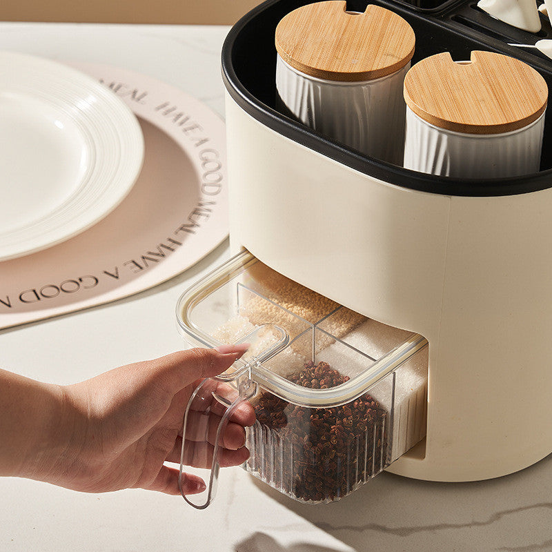 Rotating Utensil Holder with Spice Drawer — 360° Base