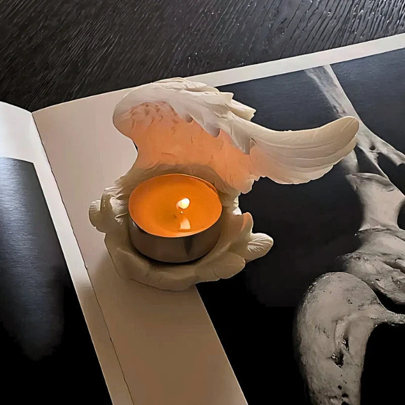 Angel Wing Tealight Holder in Cast Resin