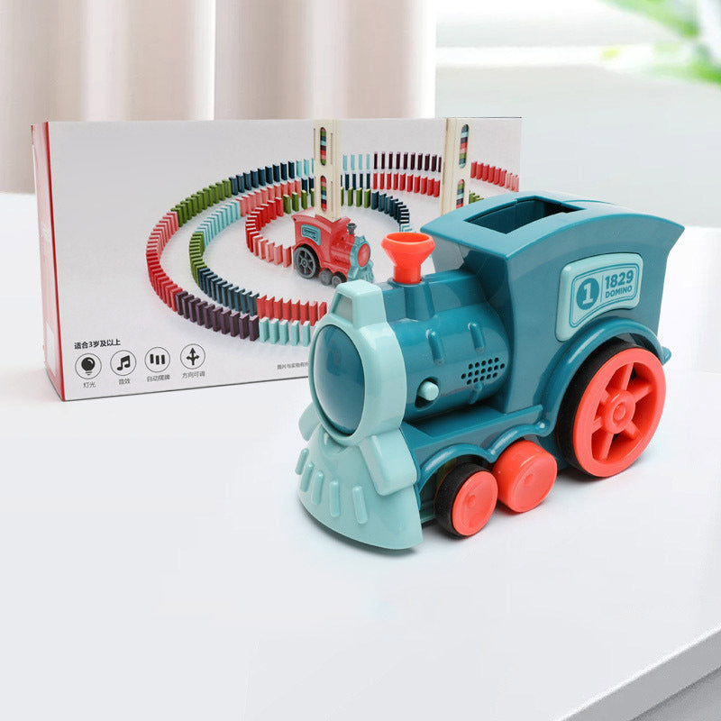 Domino Train Set that Lays Its Own Track