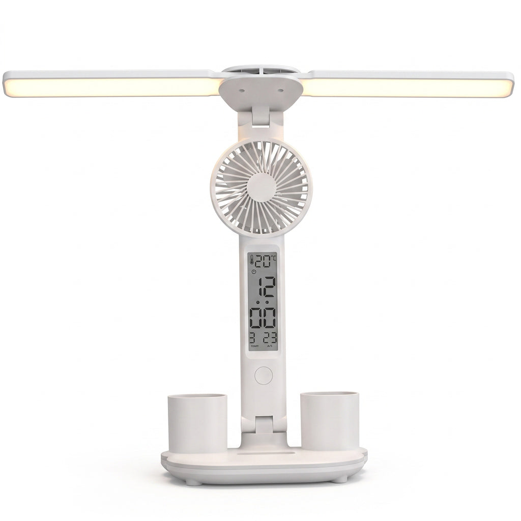 Folding Desk Lamp with Fan & Pen Holder
