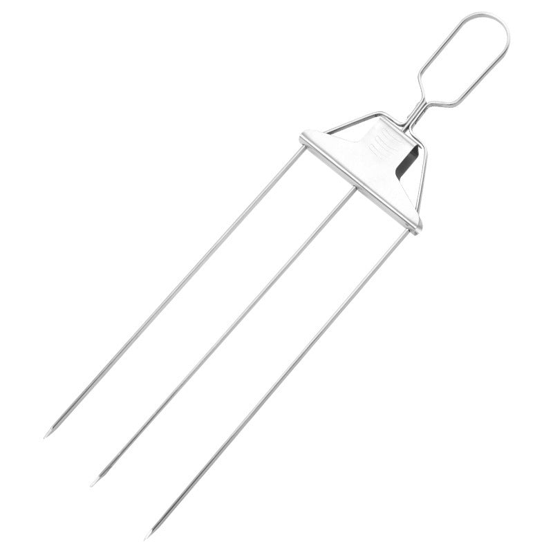 3-Prong BBQ Skewers with Slide Handle, Stainless Steel