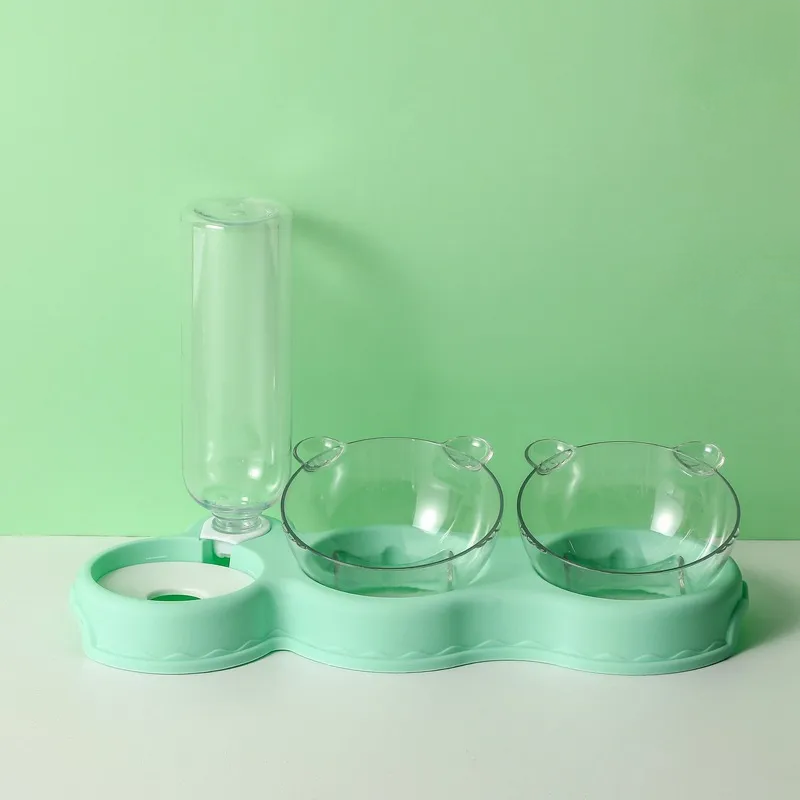 Gravity Pet Feeder with Water Bottle & Double Bowls