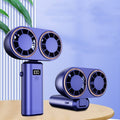 Handheld Folding Fan with Dual Heads & Display