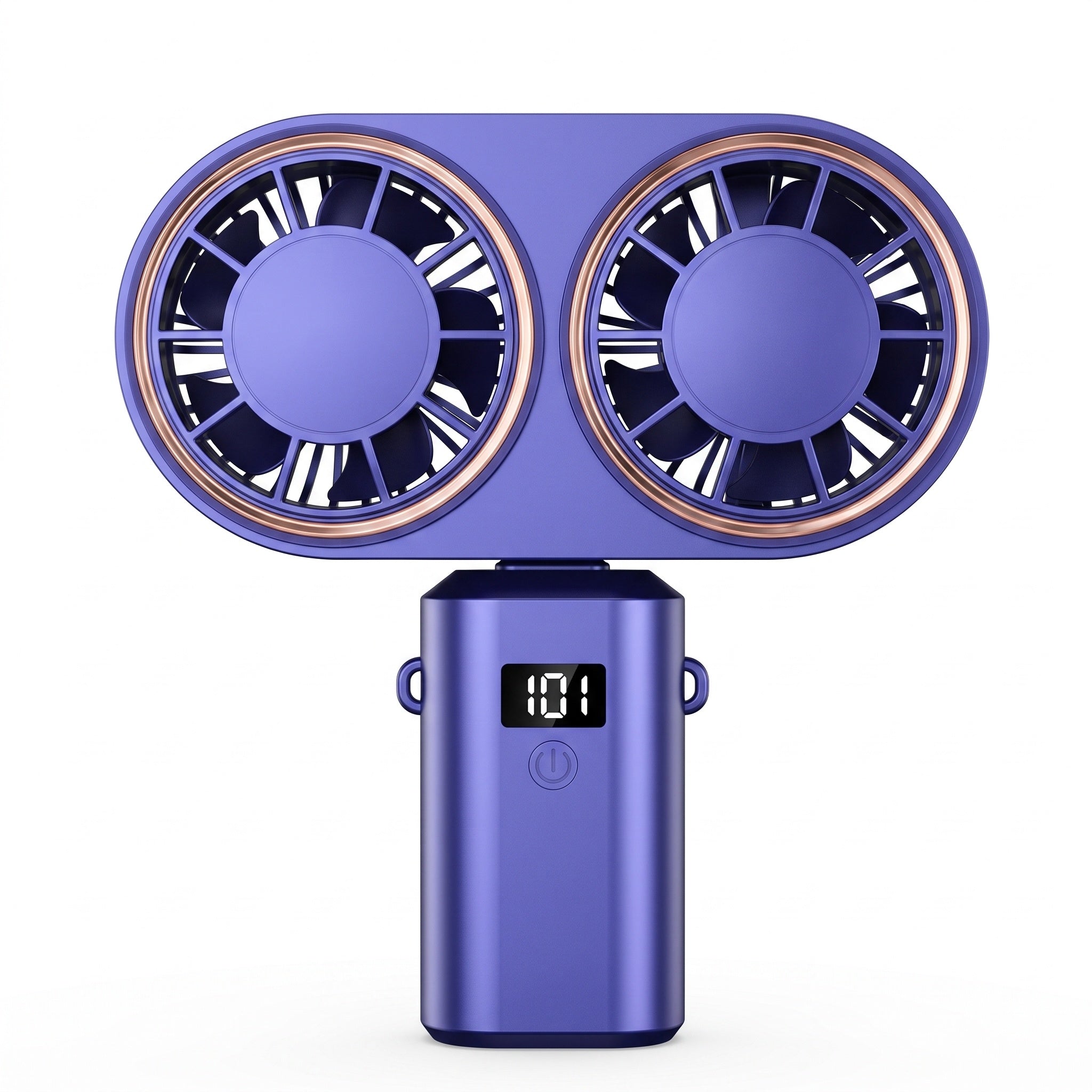 Handheld Folding Fan with Dual Heads & Display
