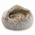 Plush Hooded Pet Bed for Cats & Small Dogs