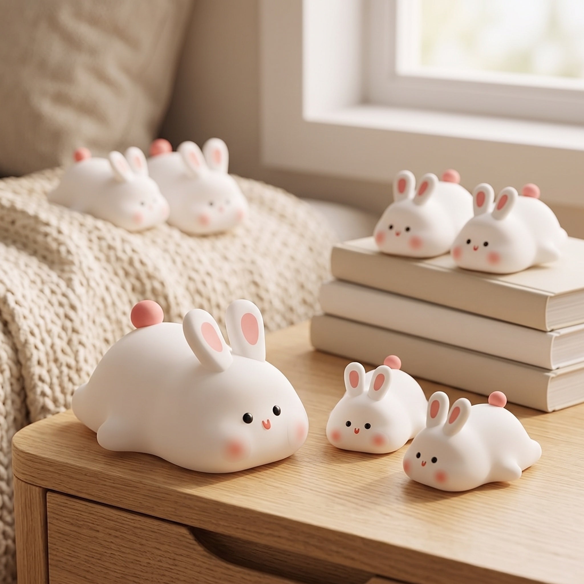 Rabbit Night Light with Touch Dimmer, Soft Silicone