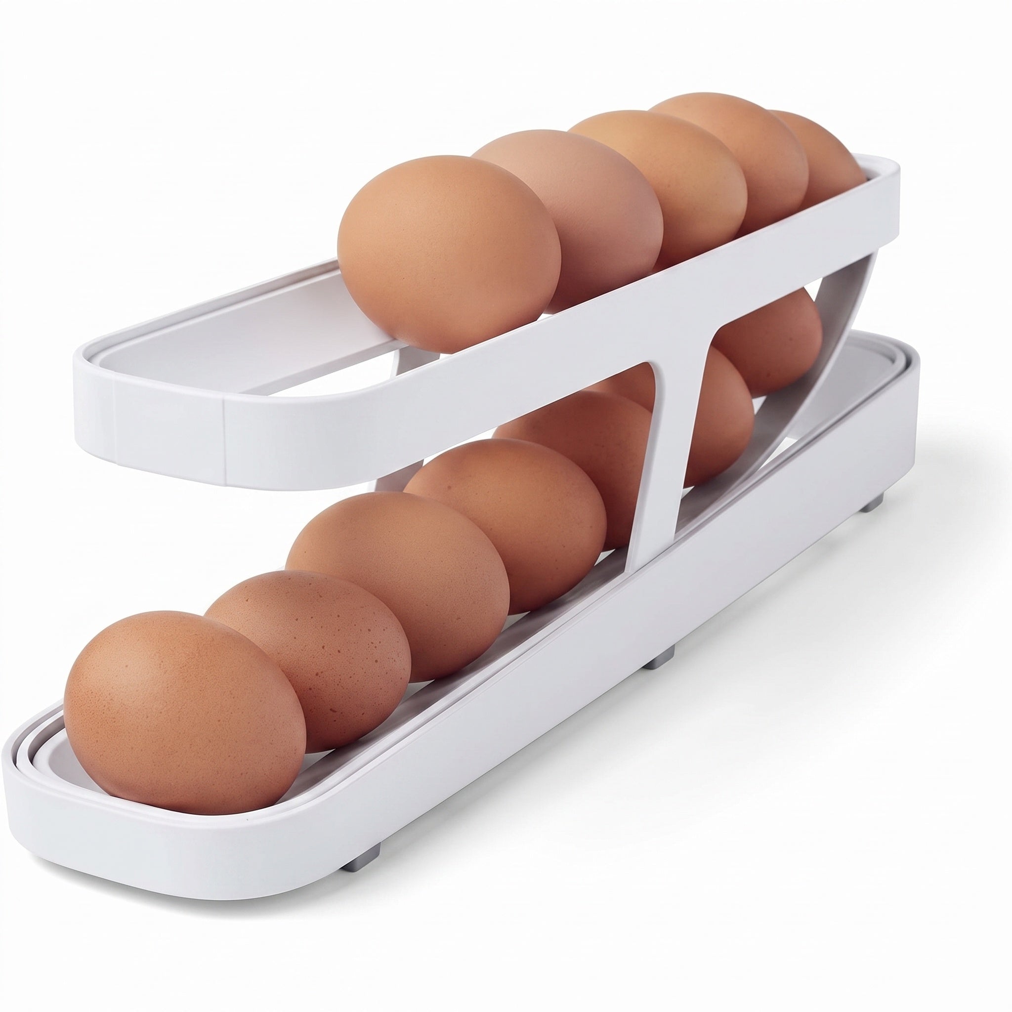 Rolling Egg Dispenser Rack for the Fridge, 2-Tier