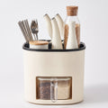 Rotating Utensil Holder with Spice Drawer — 360° Base