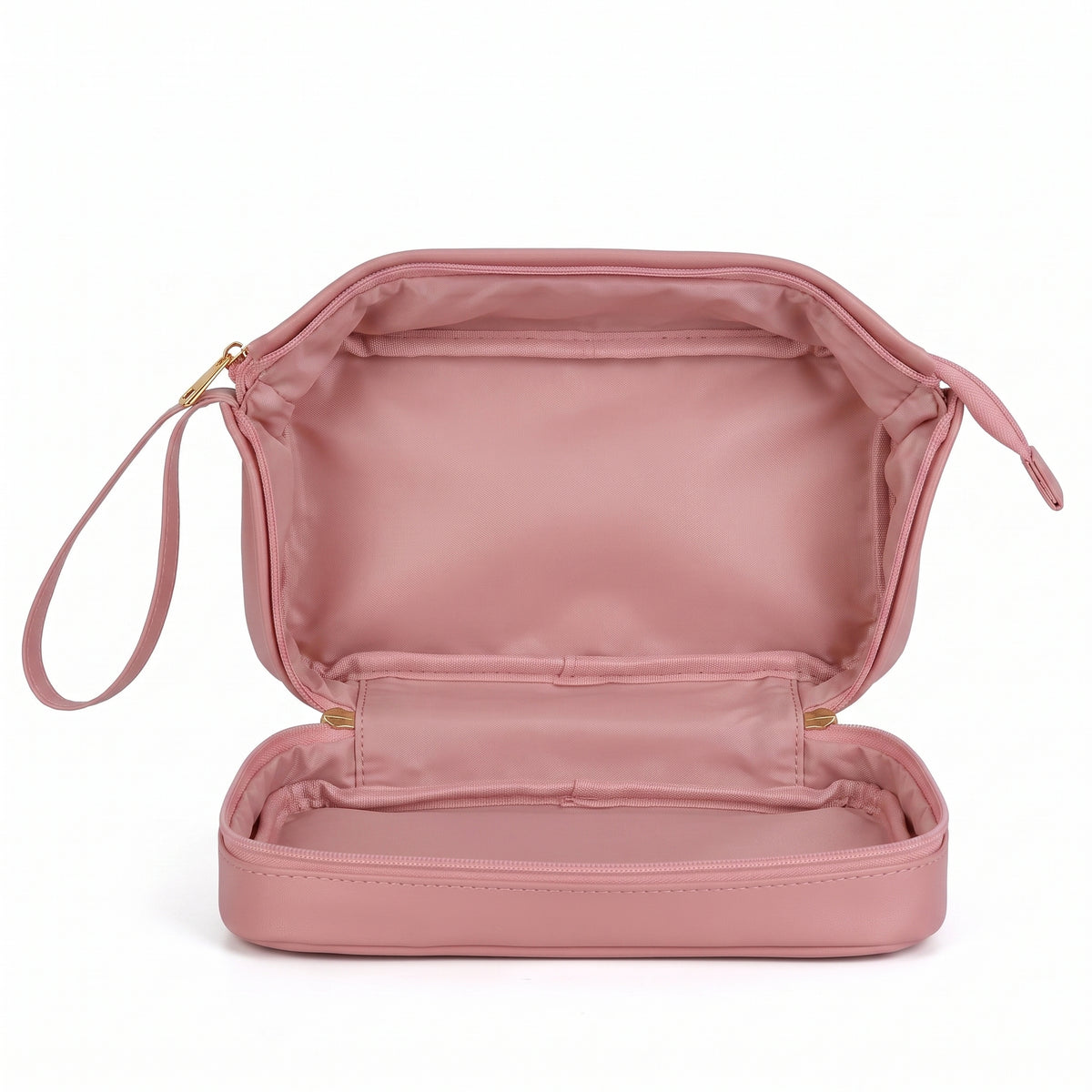 Wide-Open Travel Cosmetic Bag in Vegan Leather